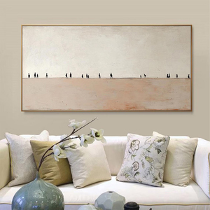 <span class=keywords><strong>Cuadro</strong></span> de paisaje minimalista pintado a mano sobre lienzo, pintura al óleo, imagen de silueta en tonos neutros, decoración de <span class=keywords><strong>fondo</strong></span> para sofá de sala de estar - Product Image 1