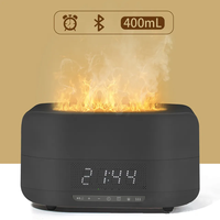 Humidificateur de flamme de parfum intelligent réglable professionnel diffuseur d'arôme de feu de brume essentielle avec haut-parleur Bluetooth réveil