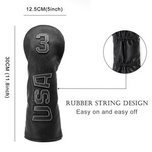 En gros Housses de tête de clubs de golf en bois USA, Lot de 3 pièces, Logo personnalisé, Housses de tête de fairway, Housse de tête de rescue - Product Image 3