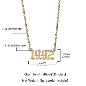 สร้อยคอจี้<span class=keywords><strong>ปี</strong></span>เกิดสแตนเลสชุบทอง สร้อยคอจี้<span class=keywords><strong>ปี</strong></span>เกิด เครื่องประดับแร็ปเปอร์ - Product Image 4