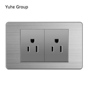 เต้ารับติดผนังสแตนเลสแบบสัมผัสมาตรฐานอเมริกัน 20A พร้อมพอร์ต USB 1 ช่อง 1 กลุ่ม และสวิตช์ไฟถนน 2 ช่อง - Product Image 2