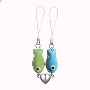 QQ 2026 Nuevo y Moderno Colgante de Pareja de Acero Inoxidable y Cerámica con Diseño de Pez, Regalo para el Día de San Valentín, Llavero con Mosquetón - Product Image 4