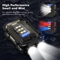 Senter saku kecil dapat diisi ulang USB-C, senter 1100 Lumens kuat dengan senter Flash merah dan biru, gantungan kunci tas Mini magnetik