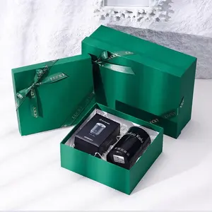 Caixa de presente de luxo com logotipo personalizado branco com laço de seda DIY embalagem para presente