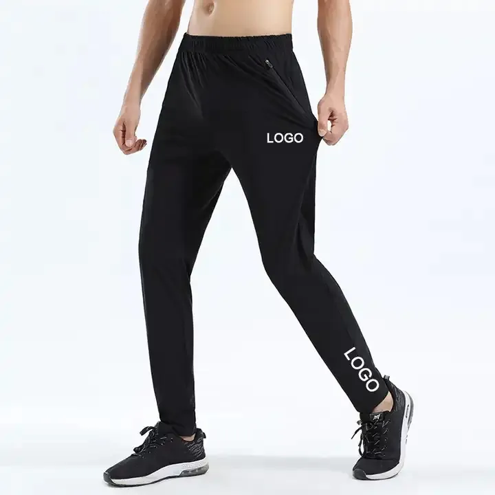 Mồ hôi quần phòng tập thể dục chạy bộ eo mỏng thể thao ngoài trời biểu tượng tùy chỉnh Nylon Spandex Mens phù hợp với màu đen thấp hơn cho nam giới Sweatpants thể thao