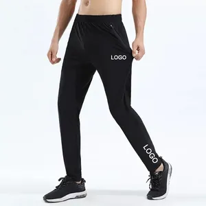 Ter pantolon spor eşofmanı ince bel açık spor özel Logo naylon Spandex Mens erkekler için Fit siyah alt Sweatpants sportif