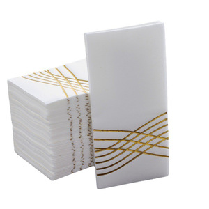 Einweg-Gold prägung staubfreies Gäste tuch Airlaid Plaid bedrucktes dekoratives Tischs ervietten papier für Restaurant hotel - Product Image 2