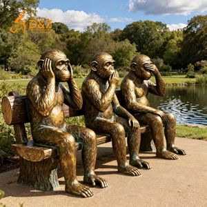 D & Z personalizado grande al aire libre bronce <span class=keywords><strong>Tres</strong></span> <span class=keywords><strong>Monos</strong></span> <span class=keywords><strong>Sabios</strong></span> estatua Hear-No See-No Speak-No Animal escultura para decoración de parque - Product Image 4