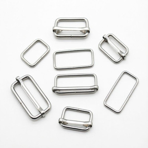 Hebilla deslizante metálica plateada con anillo en D cuadrado ajustable para accesorios de hardware de bolsos - Product Image 1