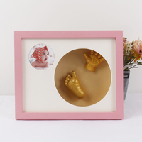 Model Tangan-Kaki Bayi 3D Stereo, Bubuk Klon Jejak Kaki, Bingkai Foto Kayu Gaya Eropa Putih dengan Logo Kustom DIY untuk Suvenir