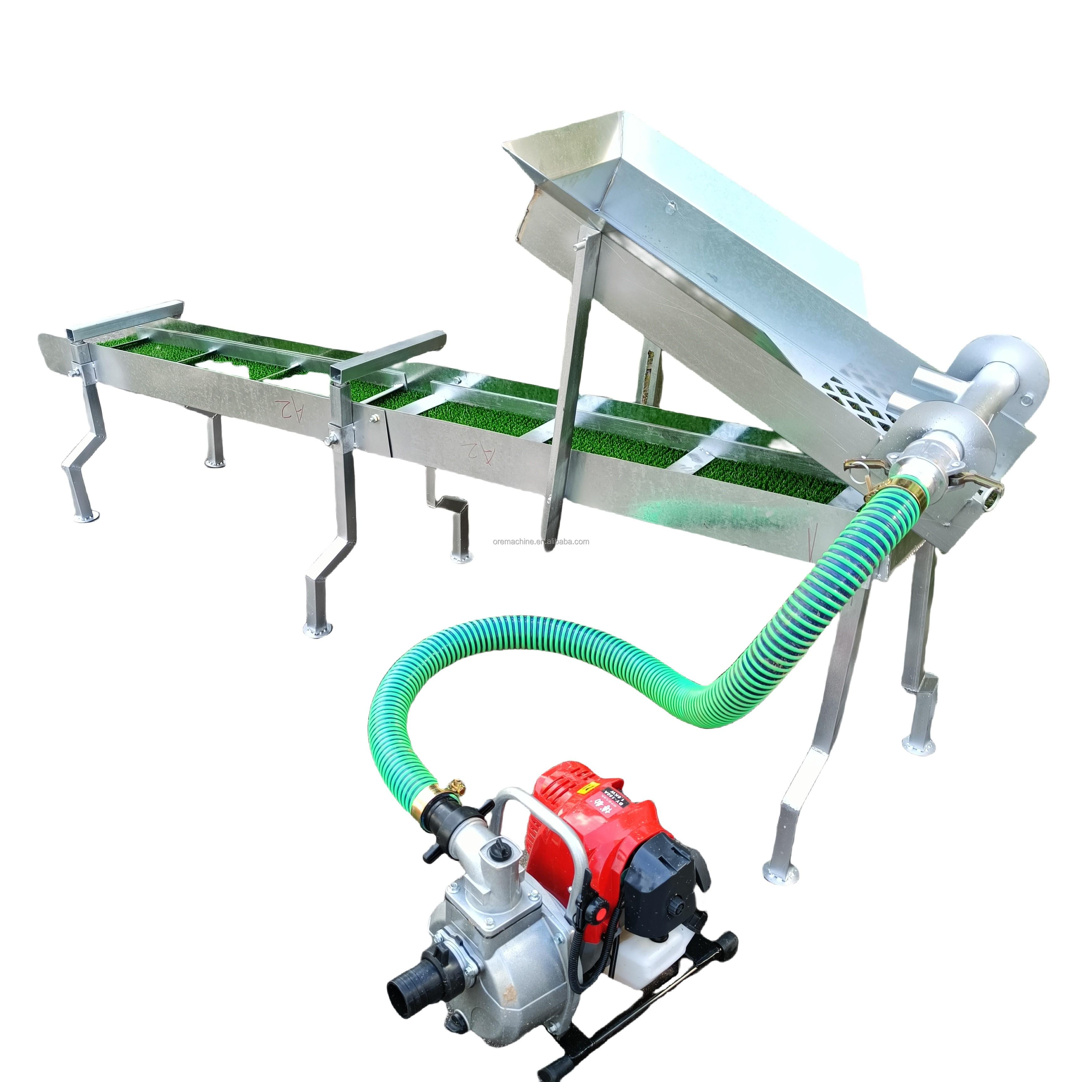 78 Inch Highbanker Gasoline Engine Gold Mining Gold Sluice Box With Water Pump