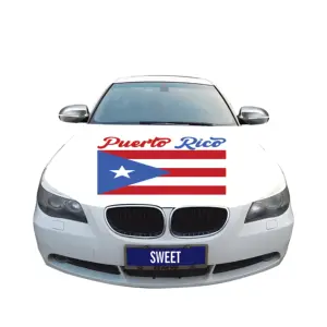 Custom 2024 Puerto Rico Flags car Hood Cover 3.3x5ft 100%Polyester,car Bonnet Banner