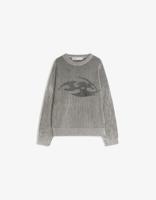 Pull imprimé avec poignets côtelés Pull à col rond pour homme