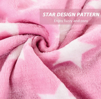 Plaid en flanelle polaire tricoté à motifs étoiles rose – Doux, moelleux, confortable, en microfibre écologique pour canapé, lit, chaise, toutes saisons