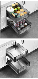 Modern <b>Kitchen</b> Cabinet Spice Rack-Stainless Steel Glass Small-Sized Spice <b>Basket</b> Drawer-Style Dining Room Storage - Product Image 4