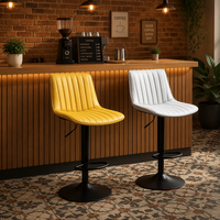 Tabouret de bar moderne rembourré pivotant à 360° avec siège en cuir PU et base en métal pour bar à domicile