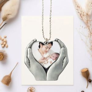Porte-clés personnalisable en forme de cœur avec design couple, en acier inoxydable, pendentif à transfert thermique pour voiture - Product Image 1