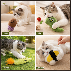 Jouet pour chat robuste <span class=keywords><strong>en</strong></span> forme de mascotte de dessin animé, haute densité, résistant aux morsures, vocalisant, pour la stimulation mentale et le soulagement de l'ennui - Product Image 5