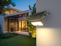 Projecteur solaire 3CCT commutable 1600lm, installation 5-en-1, capteur de mouvement PIR, lampe LED IP65 pour extérieur, cour, patio