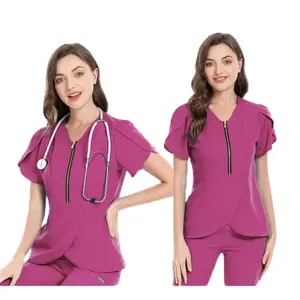 Fashionable Doctor Scrubs Uniform Medical Long Sleeve Scrubs Uniform Scrubs Uniforms Sets Nurse With Printed Design