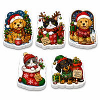 Autocollants personnalisés pour animaux de compagnie Joyeux Noël, imperméables, autocollants en vinyle découpés à la forme, mignons, pour enfants, emballage de boîte cadeau