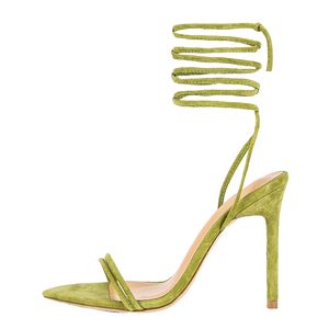 Sandalias de Tacón Alto de Ante con Cordones para Primavera, Verano y Otoño, con Punta Abierta y Forro de PU que Aumenta la Altura - Product Image 1