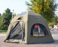 Grande tente gonflable de 4,5 m, tente à air avec double porte et 4 fenêtres en maille pour le camping en famille