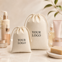 Sac en toile à cordon de serrage, sac anti-poussière en coton, pochette à bijoux avec logo personnalisé imprimé, différentes tailles, emballage cadeau, vente en gros