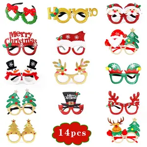 14 PCS Holiday Glasses Cute Christmas Glasses Frames Great Fun and Festive for Themes Christmas Party (One Size Fits All)
