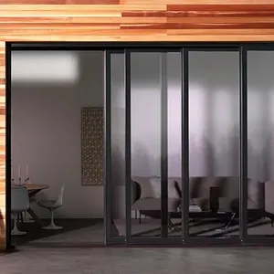 Porte Design moderne, cloison permettant de gagner de l'espace, verre sans cadre, intérieur et extérieur, porte coulissante pliante en aluminium mince