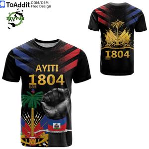 Maglietta a Maniche Corte <span class=keywords><strong>con</strong></span> Bandiera Haitiana Stampata, Logo Personalizzato, Abbigliamento Sportivo per Calcio - Product Image 5