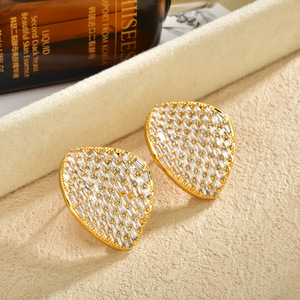 Geometric Stud <b>Earrings</b> With Zircon Micro Insert For Women Office Career Fashion Jewelry - Product Image 2