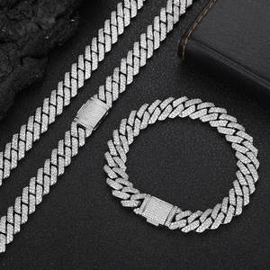 8mm 10mm 12mm <span class=keywords><strong>925</strong></span>スターリングシルバーキューバネックレス18k金メッキアイスアウトヒホップスプリングクラスプMoissaniteダイヤモンドキューバリンクチェーン