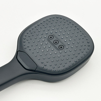 Pomme de douche pluie Fullrain B4631-B noire, finition chromée, caoutchouc de silicone liquide, trois fonctions, économie d'eau, avec douchette