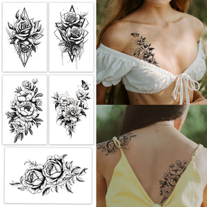 WB 5 Fogli/Confezione Tatuaggi Temporanei Semi-Permanenti per Donne, <span class=keywords><strong>Farfalle</strong></span> <span class=keywords><strong>e</strong></span> <span class=keywords><strong>Fiori</strong></span>, Sexy <span class=keywords><strong>e</strong></span> Realistici, Impermeabili, Adesivi Stencil - Product Image 5