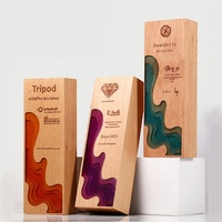 Plaque de trophée personnalisable en bois coloré cristal/verre produits avec logo personnalisé pour cadeaux souvenirs