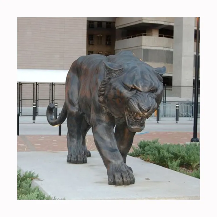 Лидер продаж, уличное украшение для сада, яркая бронзовая латунная скульптура тигра в натуральную величину, статуя тигра майка зхе