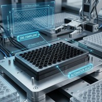 Microplaques ELISA noires à 96 puits, haute capacité de liaison, stériles ou non stériles, avec ou sans couvercle transparent, consommables de laboratoire pour immunoessais