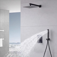 Système de douche mural encastré moderne en laiton avec mitigeur eau chaude/froide, fonction pause, pluie cachée et surpression pour villa