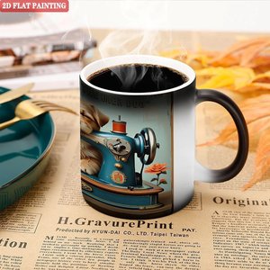 Curved Ergonomic Frosted Black 11oz <b>Ceramic</b> Mug Heat Color Changing Magic Drinking <b>Cup</b> - Product Image 5