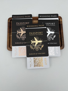 Invitation de <span class=keywords><strong>mariage</strong></span> au design populaire : passeport, <span class=keywords><strong>carte</strong></span> <span class=keywords><strong>d</strong></span>'<span class=keywords><strong>embarquement</strong></span>, <span class=keywords><strong>carte</strong></span> <span class=keywords><strong>d</strong></span>'accès avec couverture et avion - Product Image 2