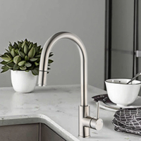 Robinet de cuisine rond en acier inoxydable 304 nickel mitigeur d'eau robinets d'évier