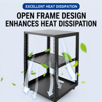 SAIL TOOL OEM Rack de serveur à cadre ouvert 19 pouces avec étagère réglable et roulettes, robuste, en acier laminé à froid, revêtement en poudre mat, pour réseau