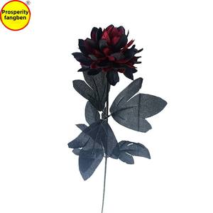 घरेलू सजावट के लिए नकली दाहलिया एकल शाखा काले सफेद सफेद घर के सजावट के लिए क्रिसमस स्टेम कृत्रिम फूल - Product Image 2
