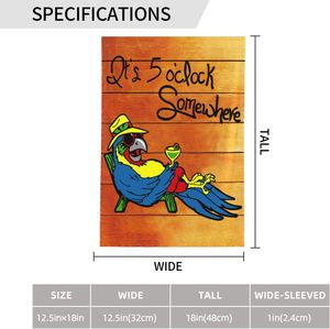 5 O'<span class=keywords><strong>Clock</strong></span> Somewhere トロピカルビーチガーデンフラッグ 12x18 インチ 屋外/屋内装飾 春夏 ファームハウスデザイン - Product Image 2