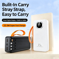 Power Bank Pengisian Cepat 30000mAh PD QC Dilengkapi Kabel Ganda Baterai Cadangan Eksternal Darurat Luar Ruangan PowerBank 30000 MAh