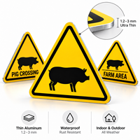 Panneau de signalisation triangulaire pour passage de porcs en zone agricole, en aluminium fin, étanche et résistant à la rouille, plaque de sécurité routière pour réserves naturelles