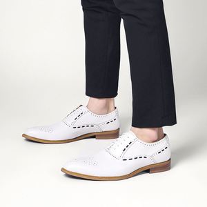 Chaussures Richelieu en Cuir Blanc Haut de Gamme pour Hommes – Idéales pour le Bureau, les Affaires et les Fêtes – Personnalisables avec Amorti – Collection Automne - Product Image 4