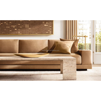 Ensemble de canapés sectionnels carrés modernes italiens avec base encastrée et coussins en bloc pour appartement, hôtel, salon