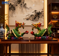 SMC personnalisé OEM résine artistique chinois Dragon Base 3D Sculpture Figurine ensemble 2 pièces mythique créature Statue bureau décoration de la maison